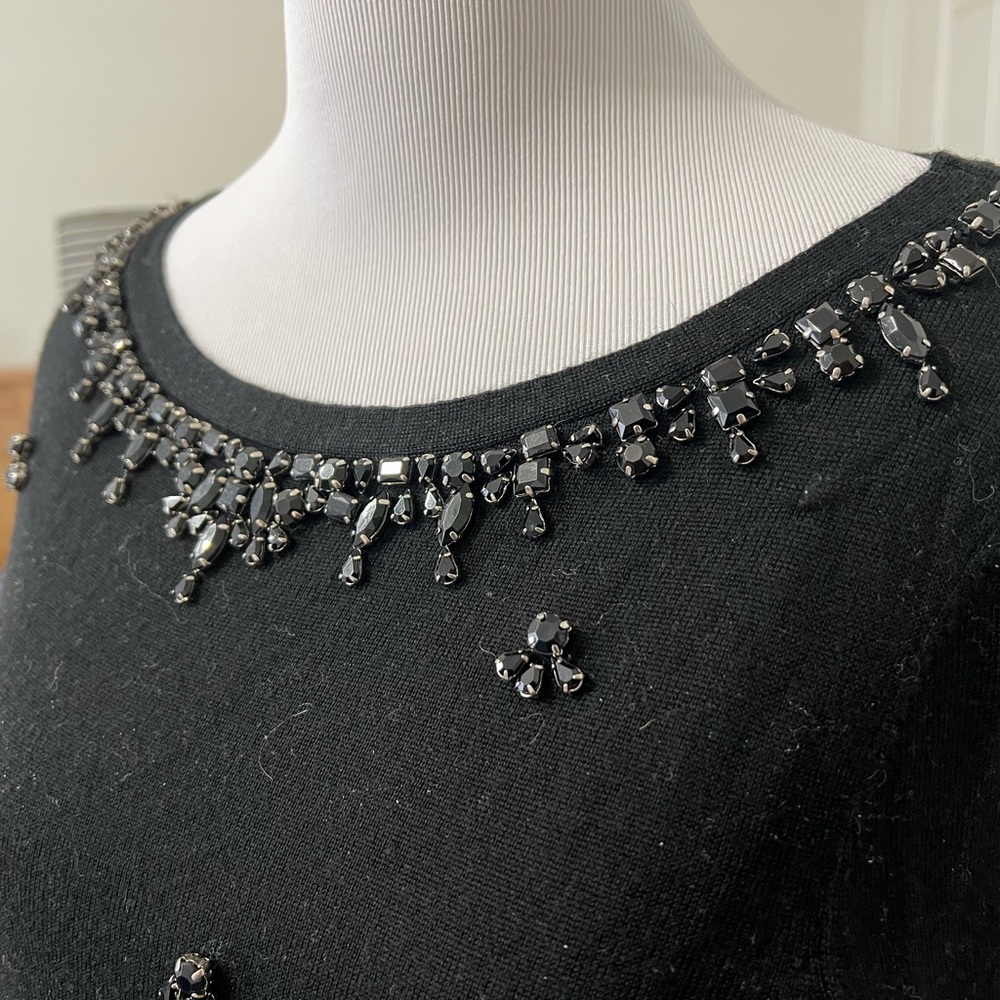 Talbots Black Embellished Crew Neck Sweater size medium